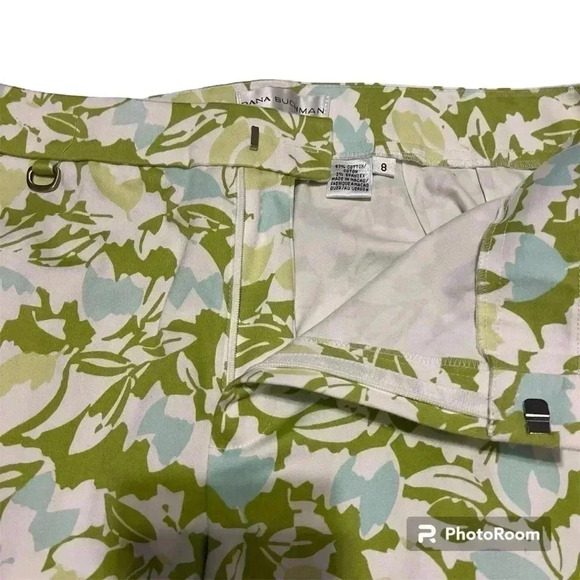 Dana Buchman stretch high rise ankle women’s pants green white size 8 - Picture 4 of 5